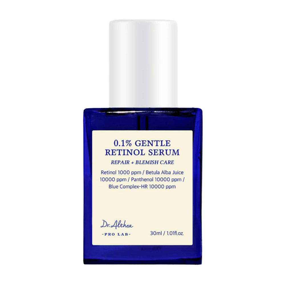 Tuotekuva Dr. Althea 0.1% Gentle Retinol Serum – mieto retinoliseerumi, joka edistää ihon palautumista, tasoittaa ihon sävyä ja vähentää epäpuhtauksia.