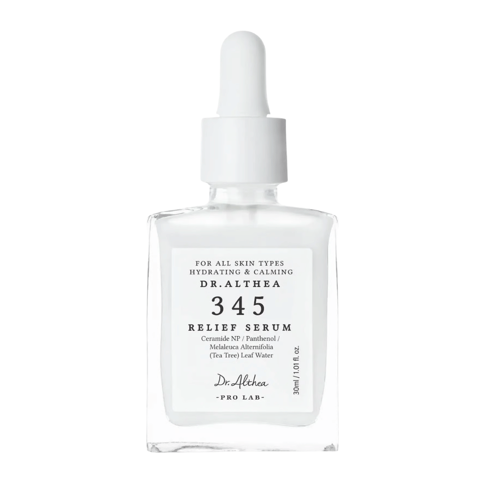 Dr. Althea 345 Relief Serum 30 ml – rauhoittava kasvoseerumi herkälle iholle keramideilla, pantenolilla ja kosteuttavilla ainesosilla.