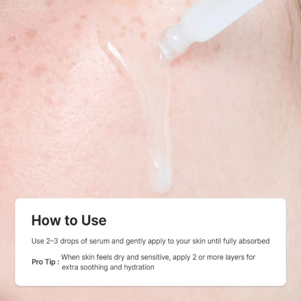 Dr. Althea 345 Relief Serum levitetään pipetillä iholle kosteutusta, rauhoittavaa hoitoa ja vahvistettua ihon suojamuuria varten.