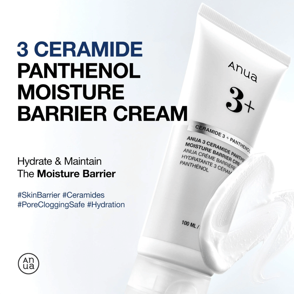 Anua 3 Ceramide Panthenol Moisture Barrier Cream – kosteuttaa ja vahvistaa ihon suojamuuria.