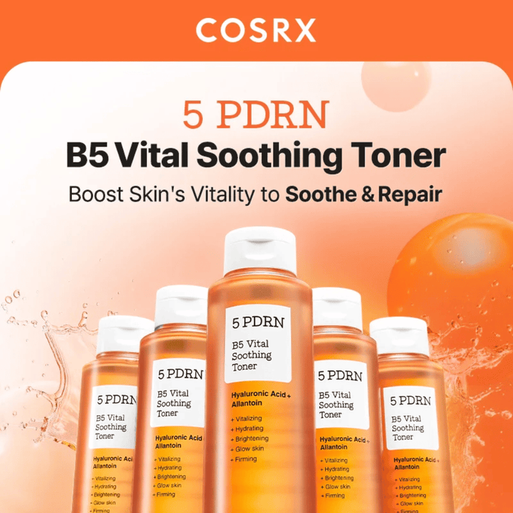 COSRX 5 PDRN B5 Vital Soothing Toner 280 ml lisää ihon elinvoimaa ja korjaa kuivaa ja stressaantunutta ihoa