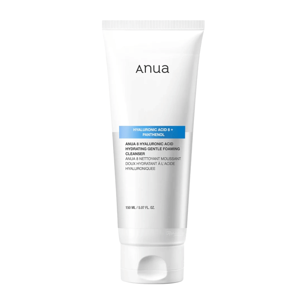 Anua 8 Hyaluronic Acid Hydrating Gentle Foaming Cleanser on hellävarainen puhdistusvoide, joka yhdistää kahdeksan tyyppistä hyaluronihappoa ja pantenolia antaakseen intensiivistä kosteutusta ja suojatakseen ihon suojamuuria. Se tuottaa pehmeän ja runsaan vaahdon, joka poistaa tehokkaasti lian ja meikin kuivattamatta ihoa.