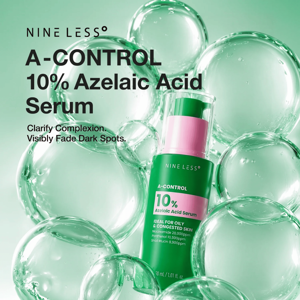NINELESS A-Control 10% Azelaic Acid Serum 30 ml – korealainen seerumi atselaiinihapolla epäpuhtauksiin, pigmenttiläiskiin ja tasaisempaan ihonsävyyn.