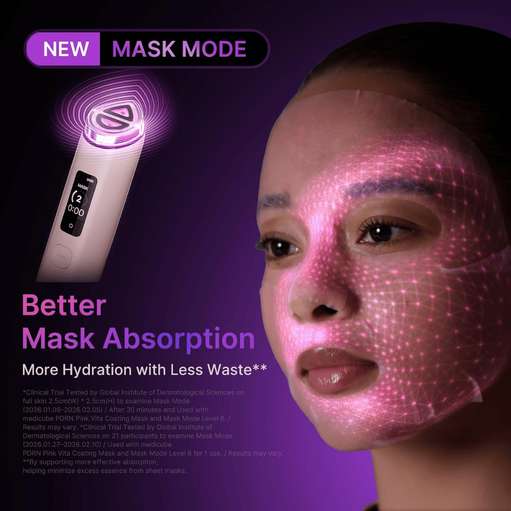 medicube AGE-R Booster Pro X2 Mask Mode kasvomaskien paremman imeytymisen ja lisääntyneen kosteutuksen tueksi