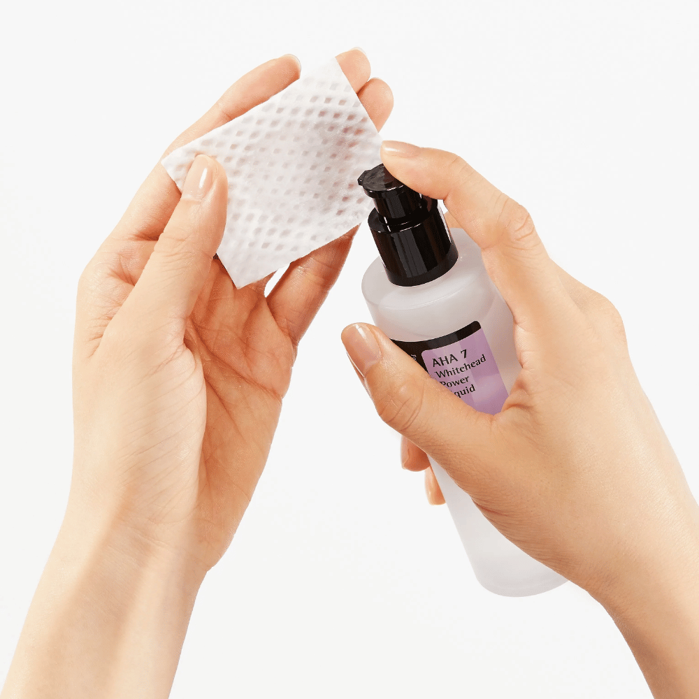 Levitys COSRX AHA 7 Whitehead Power Liquid vanulapulle, kuoriva kasvovesi AHA:lla kuolleiden ihosolujen poistamiseen ja ihon rakenteen parantamiseen.