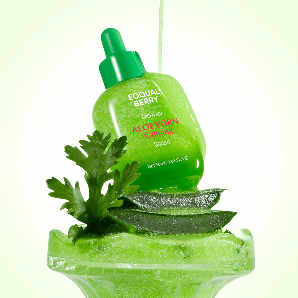 EQQUALBERRY Aloe PDRN Calming Serum asetettu aloe päälle – kosteuttava ja rauhoittava seerumi PDRN ärtyneelle ja kuivalle iholle.