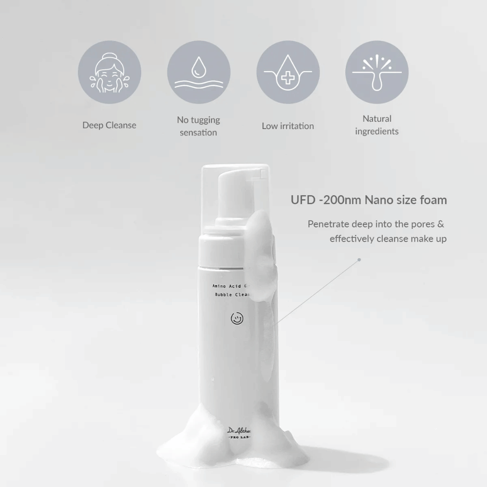 Dr. Althea Amino Acid Gentle Bubble Cleanser puhdistaa syvältä nanokokoisilla kuplilla, jotka tunkeutuvat huokosiin. Mieto koostumus luonnollisilla ainesosilla – täydellinen herkälle iholle.