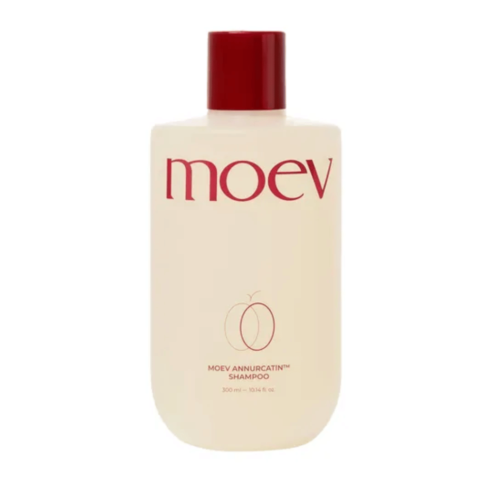 MOEV Annurcatin Shampoo 300 ml – ravitseva, vegaaninen shampoo, joka on rikastettu Annurca-omenalla, biotiinilla ja kofeiinilla, vahvistaa hiuksia ja edistää tervettä hiuspohjaa.
