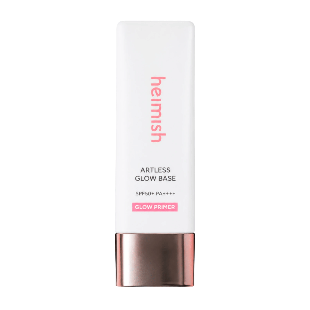 Heimish Artless Glow Base SPF50+ PA++++ – korealainen glow primer ja aurinkosuoja valkoisessa pakkauksessa ruusukullanvärisellä korkilla.