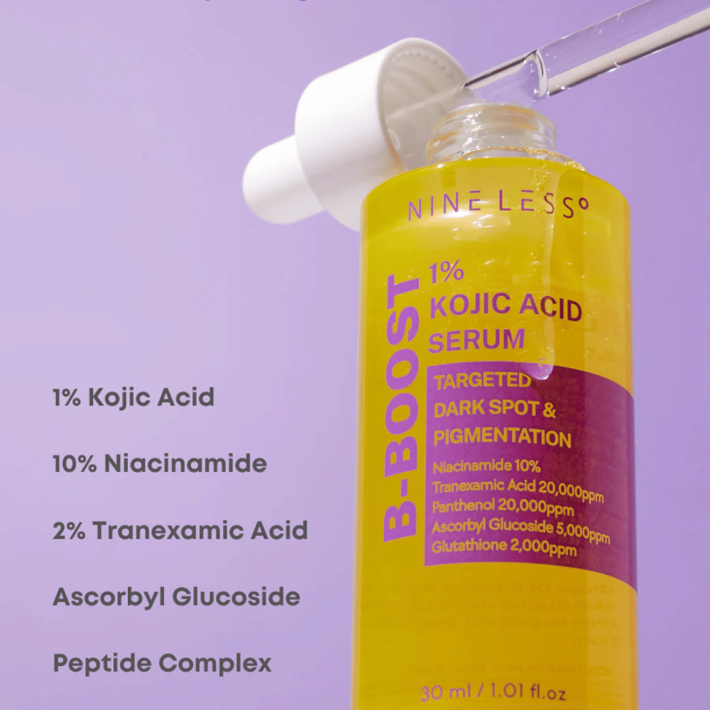 B-Boost 1% Kojic Acid Serum pipettipulloissa, tummille läiskille ja pigmentaatiolle.