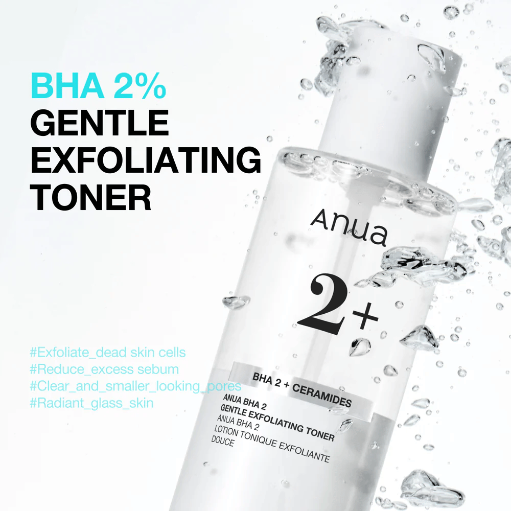 Anua BHA 2% Gentle Exfoliating Toner keramideilla – hellävarainen BHA-toneri, joka vähentää tukkeutuneita huokosia ja ylimääräistä talia