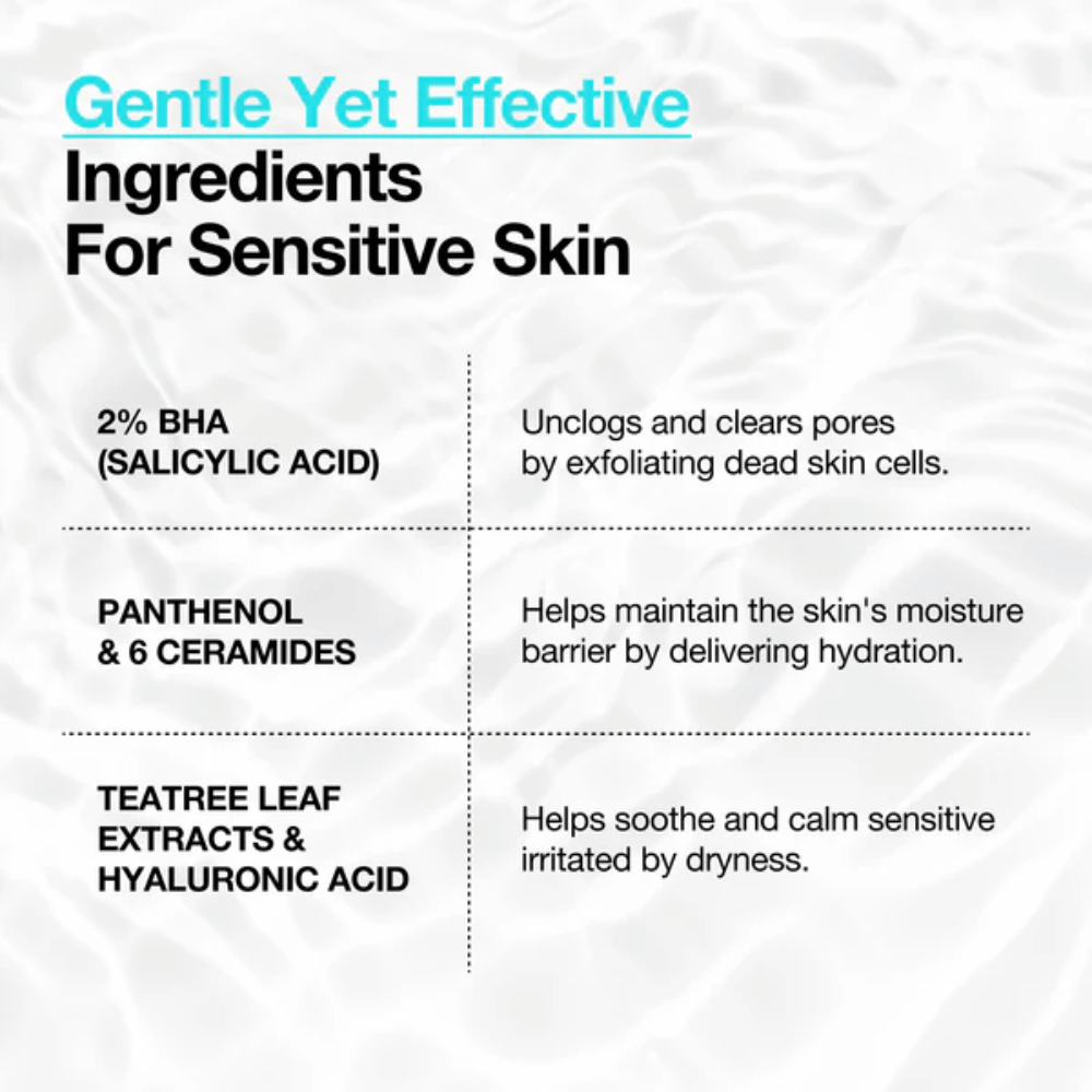 Anua BHA 2% Gentle Exfoliating Toner – ainesosat herkälle iholle, sisältää 2% BHA:ta, pantenolia, keramideja ja hyaluronihappoa