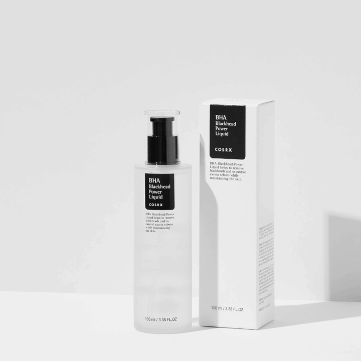 COSRX BHA Blackhead Power Liquid 100 ml pakkauksella – kuoriva kasvoseerumi BHA:lla, joka ehkäisee mustapäitä ja ylimääräistä talia.