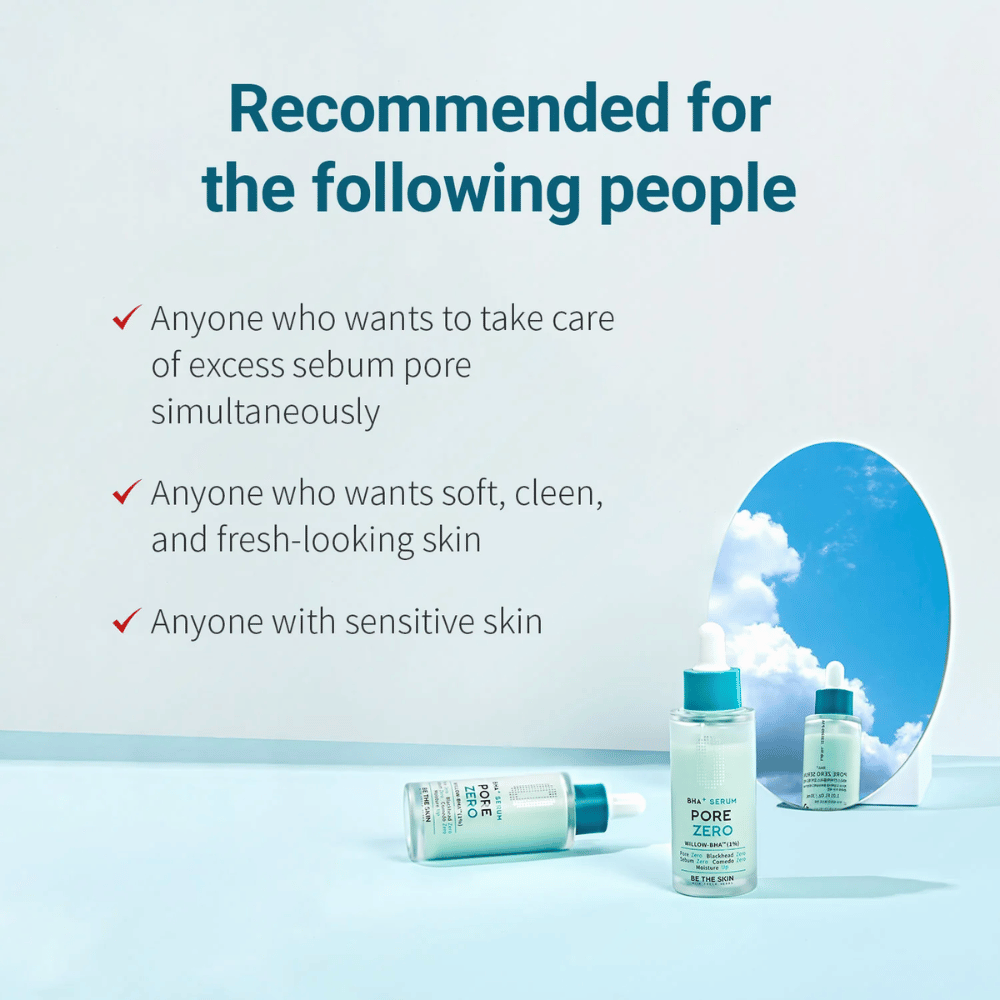 Be The Skin BHA+ Pore Zero Serum rasvaiselle, herkälle iholle ja laajentuneille ihohuokosille