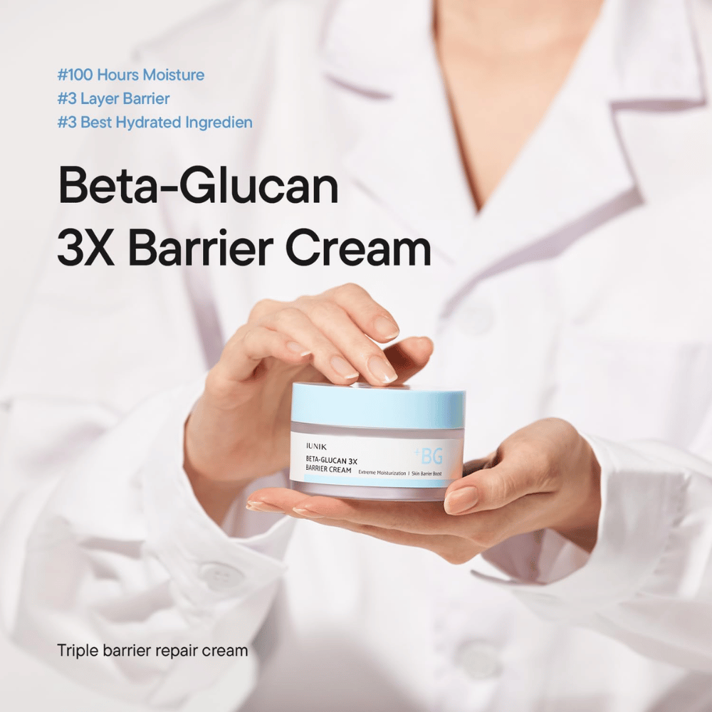 iUNIK Beta-Glucan 3X Barrier Cream kosteuttava kasvovoide kuivalle ja herkälle iholle kolminkertaisella suojamuurin hoidolla