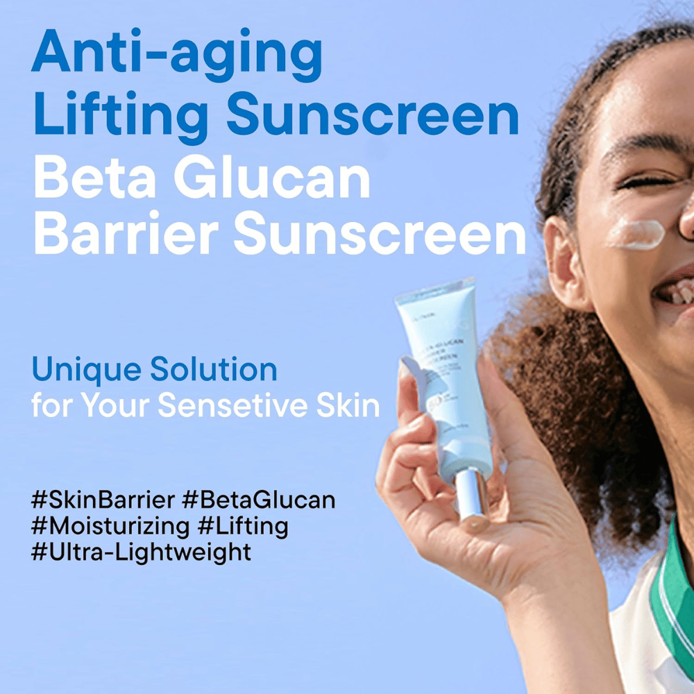 iUNIK Beta-Glucan Barrier Sunscreen SPF50+ PA++++ aurinkosuoja herkälle iholle beetaglukaanilla ja anti-age-peptideillä