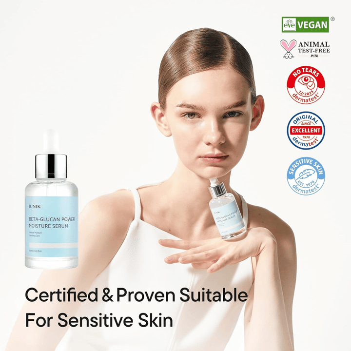 iUNIK Beta-Glucan Power Moisture Serum – vegaaninen ja cruelty-free seerumi, joka sopii herkälle iholle ja vahvistaa ihon suojakerrosta