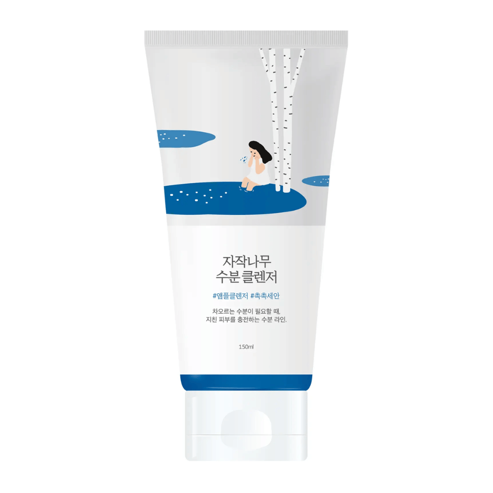 ROUND LAB Birch Juice Moisturizing Cleanser 150 ml tuubissa, hellävarainen ja kosteuttava kasvojenpuhdistusaine koivunmahlalla, joka puhdistaa hellävaraisesti kuivattamatta ihoa ja sopii kaikille ihotyypeille, myös herkälle iholle.