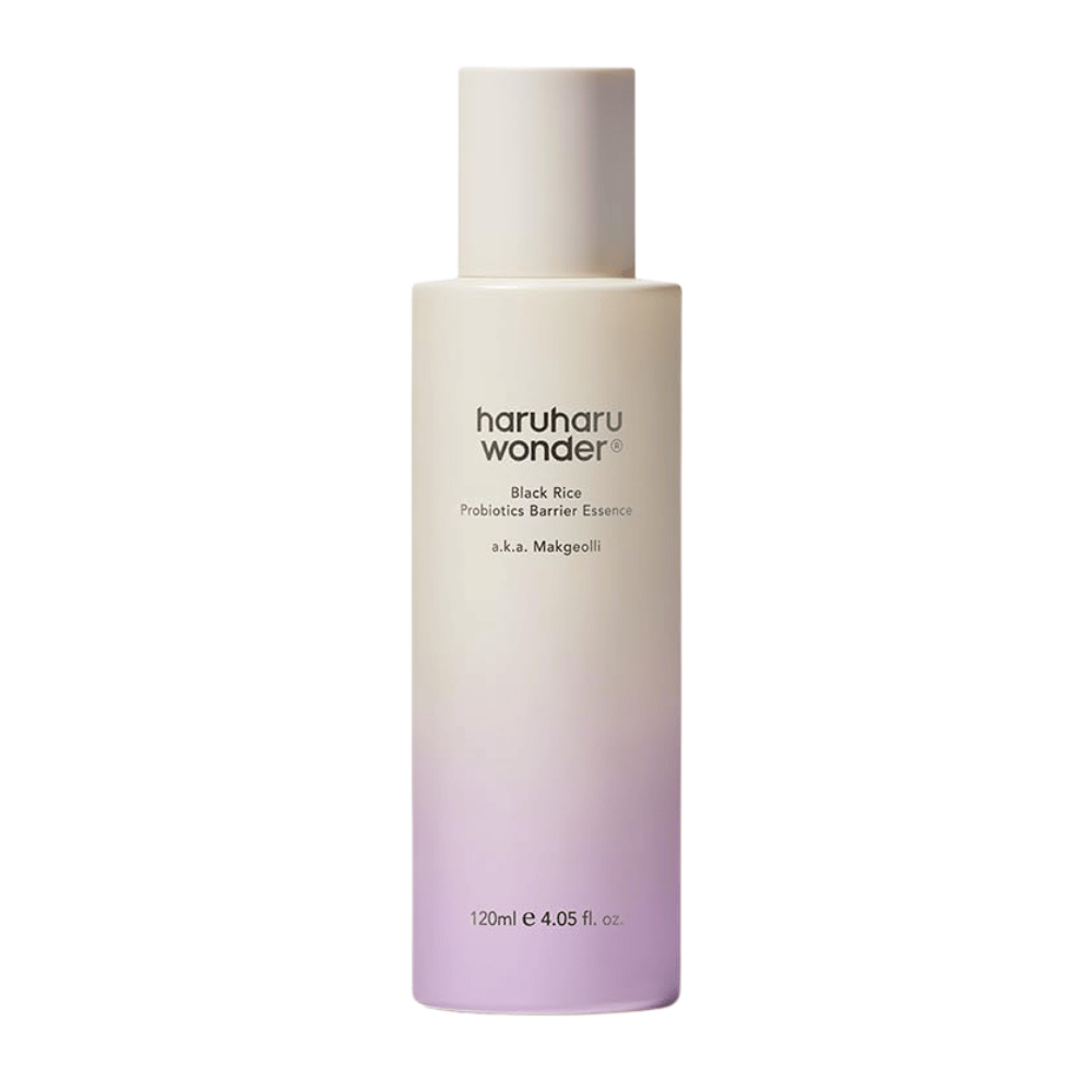 Haruharu Wonder Black Rice Probiotics Barrier Essence 120 ml kevyellä koostumuksella, joka vahvistaa ihoa ja antaa luonnollista hehkua