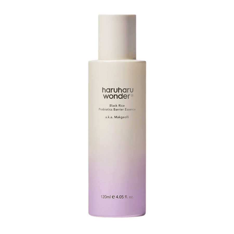 Haruharu Wonder Black Rice Probiotics Barrier Essence 120 ml kevyellä koostumuksella, joka vahvistaa ihoa ja antaa luonnollista hehkua