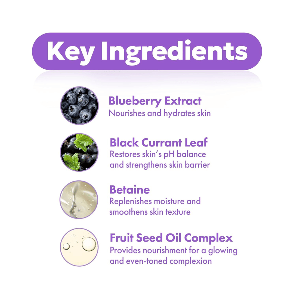 Avainainesosat FRUDIA Blueberry Hydrating Intensive Cream mustikkauutteen, mustaherukanlehden, betaiinin ja hedelmäsiemenöljykompleksin kanssa