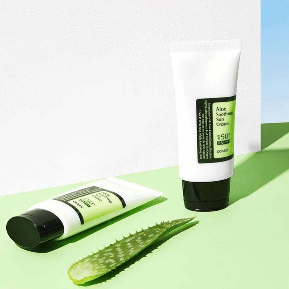 COSRX Aloe Soothing Sun Cream SPF50+ PA+++ – aurinkosuojavoide aloe veralla herkälle iholle, UVA- ja UVB-suoja