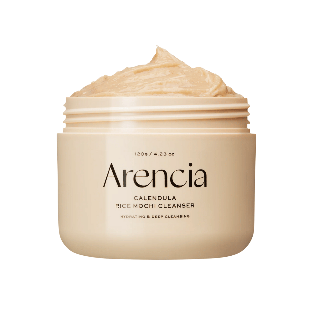 Arencia Calendula Rice Mochi Cleanser 120 g – kosteuttava ja syväpuhdistava korealainen kasvojenpuhdistusaine, jossa on kehäkukkaa ja riisiä, jotka rauhoittavat ihoa ja antavat luonnollista hehkua.