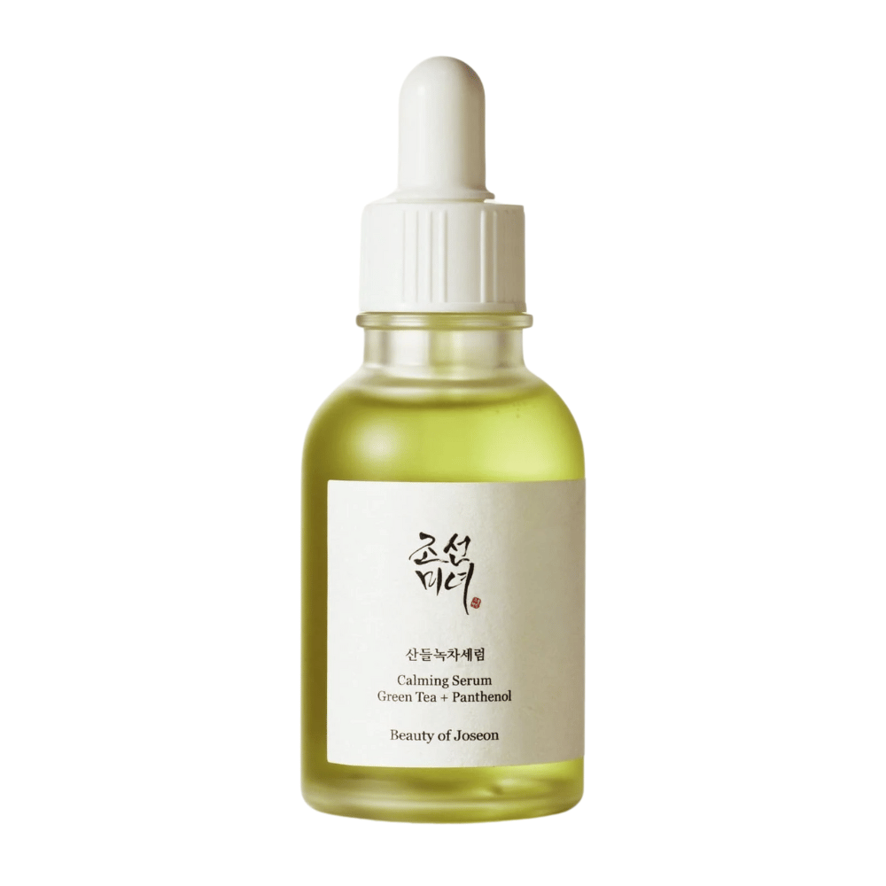 Tuotekuva Beauty of Joseon Calming Serum Green Tea + Panthenol pipettipullossa – kosteuttava ja tasapainottava K-beauty seerumi.