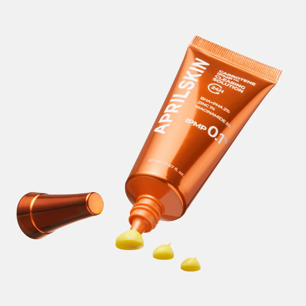 APRILSKIN Carrotene IPMP Clearing Solution täsmähoito näppyihin ja epäpuhtaalle iholle, tiivistetty koostumus IPMP 0.1 %:lla ja kuorivilla hapoilla