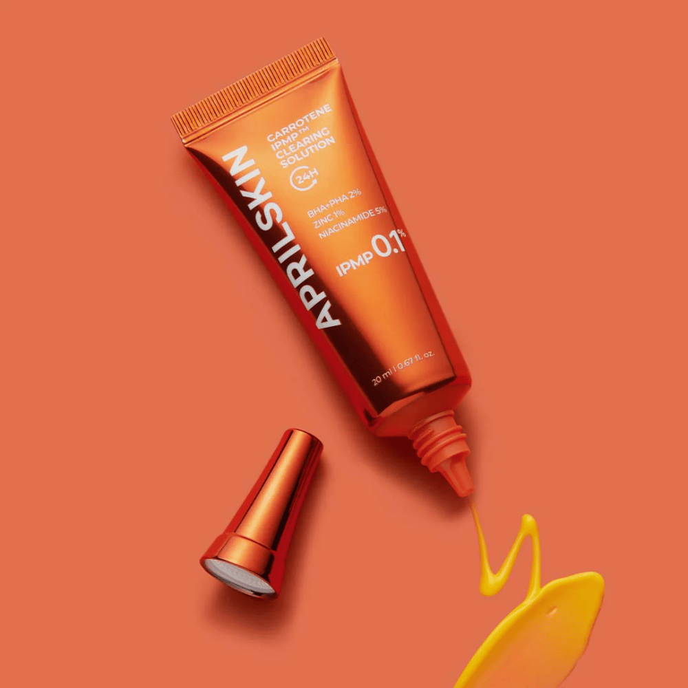 APRILSKIN Carrotene IPMP Clearing Solution putkilossa keltaisella koostumuksella, täsmähoito akneen BHA PHA 2 %, sinkillä ja niasiiniamidilla