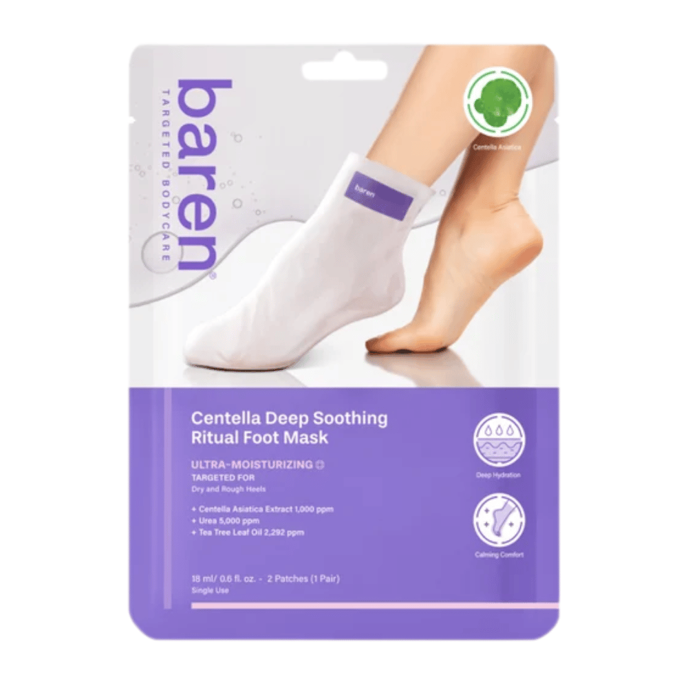 9. Baren Centella Deep Soothing Ritual Foot Mask 18 ml – kosteuttava jalkanaamio, jossa on centella asiaticaa ja ureaa kuiville ja karheille jaloille