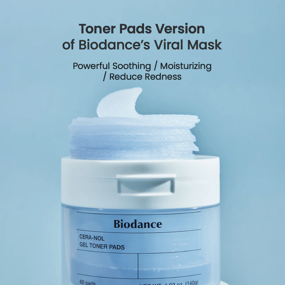 Biodance Cera-Nol Gel Toner Pads – Viruksen tavoin leviävä naamio kätevässä tyynyversiossa!

💙 Rauhoittava & kosteuttava – vähentää punoitusta ja vahvistaa ihon suojakerrosta.
✨ Geelillä rikastetut tyynyt – tarjoavat intensiivistä kosteutusta ja viilentävän vaikutuksen.
🌿 Täydellinen herkälle iholle – lievittää ärsytystä ja tasapainottaa ihoa.

Yksinkertainen ja tehokas ihonhoito raikkaalle ja säteilevälle iholle!