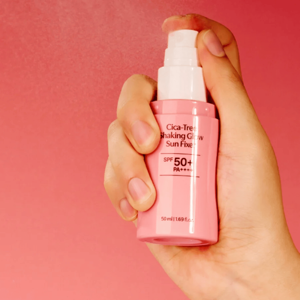 TAGE Cica-Tree Shaking Glow Sun Fixer SPF50+ – korealaisen aurinkosuojan levitys suihkepumpulla
