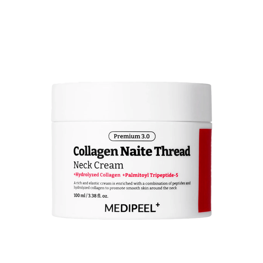 MEDIPEEL Collagen Naite Thread Neck Cream Premium 3.0 100 ml – korealainen kaulavoide kollageenilla ja Palmitoyl Tripeptide-5:llä kiinteyttämiseen, anti-ageen ja parannettuun ihon rakenteeseen.