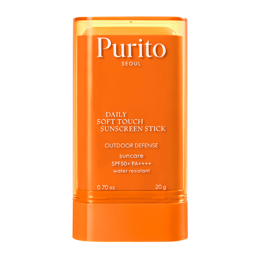 Purito Daily Soft Touch Sunscreen Stick – aurinkosuoja kätevässä puikkomuodossa SPF50+ PA++++. Vedenkestävä, silkinpehmeä lopputulos ja sopii sekä kasvoille että vartalolle. Sopii myös herkälle iholle.