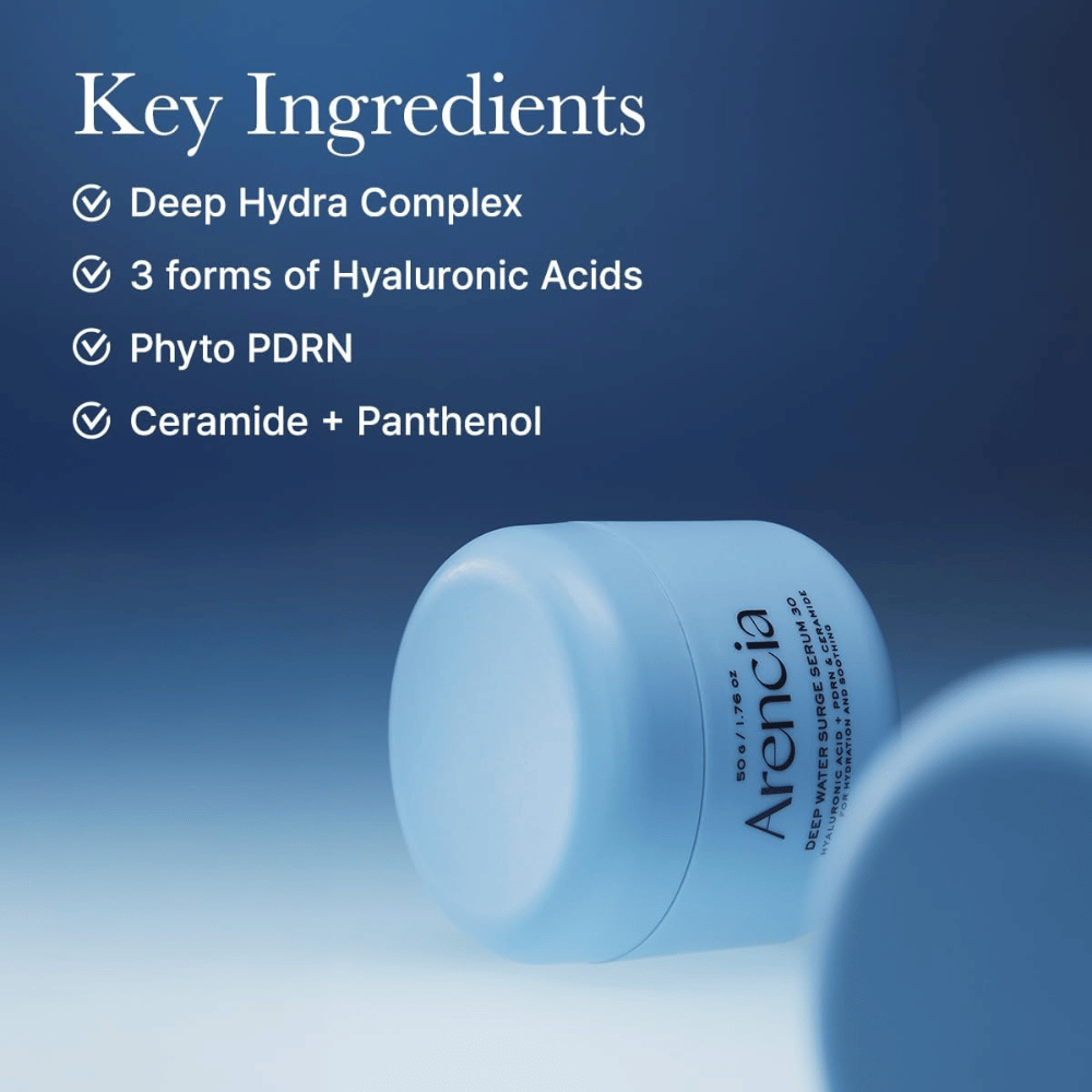 Arencia Deep Water Surge Serum 30 – avainainesosina hyaluronihappo, Phyto PDRN, keramidit ja pantenoli
