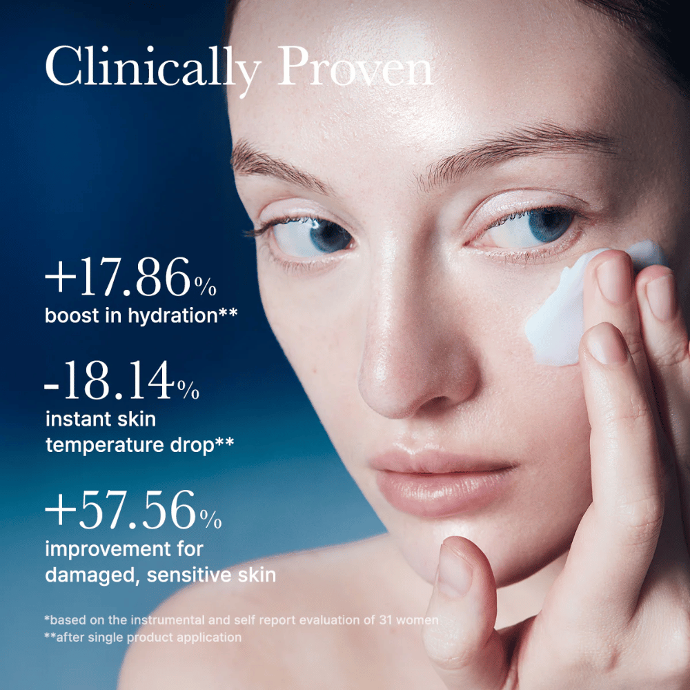 Kliinisesti testattu Arencia Deep Water Surge Soothing Cream, joka parantaa ihon kosteutusta, laskee ihon lämpötilaa ja vahvistaa herkkää ihoa levityksen jälkeen.