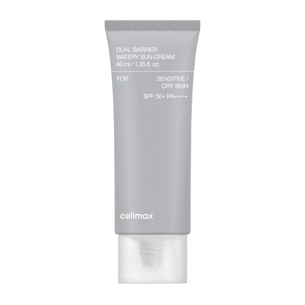 Celimax Dual Barrier Watery Sun Cream SPF50+ PA++++ 40 ml – kosteuttava mineraalipohjainen aurinkosuoja kuivalle ja herkälle iholle keramideilla ja Aquatidella.
