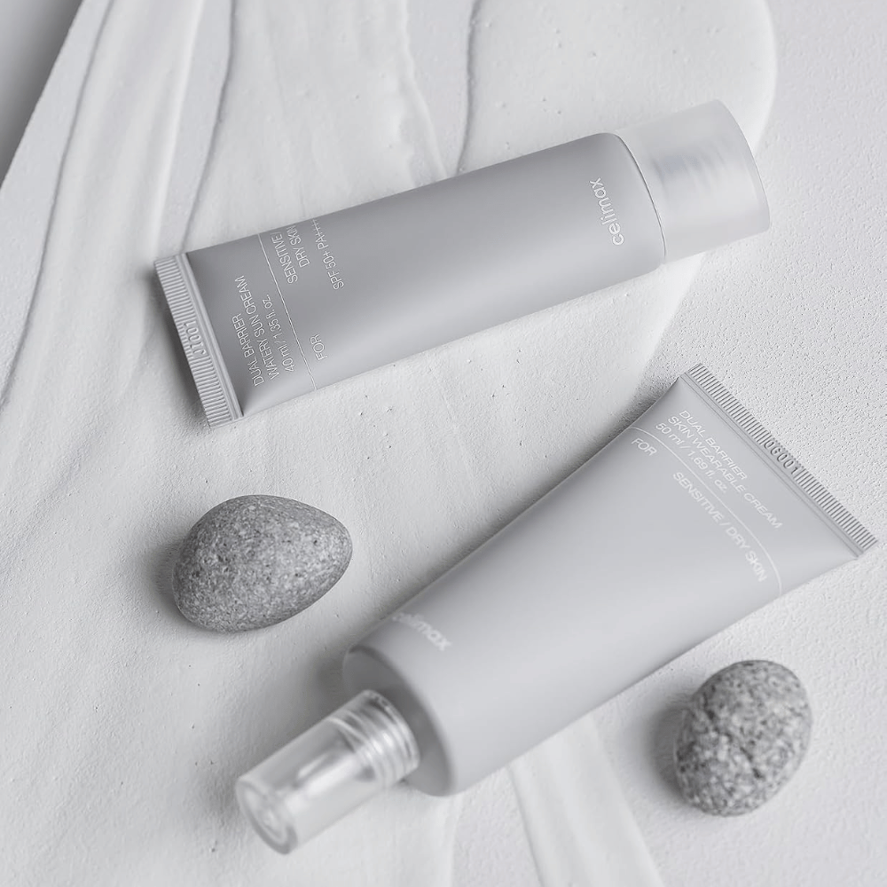 Celimax Dual Barrier Watery Sun Cream SPF50+ PA++++ kuivalle ja herkälle iholle kosteuttavalla aurinkosuojalla ja suojamuuria vahvistavalla hoidolla.