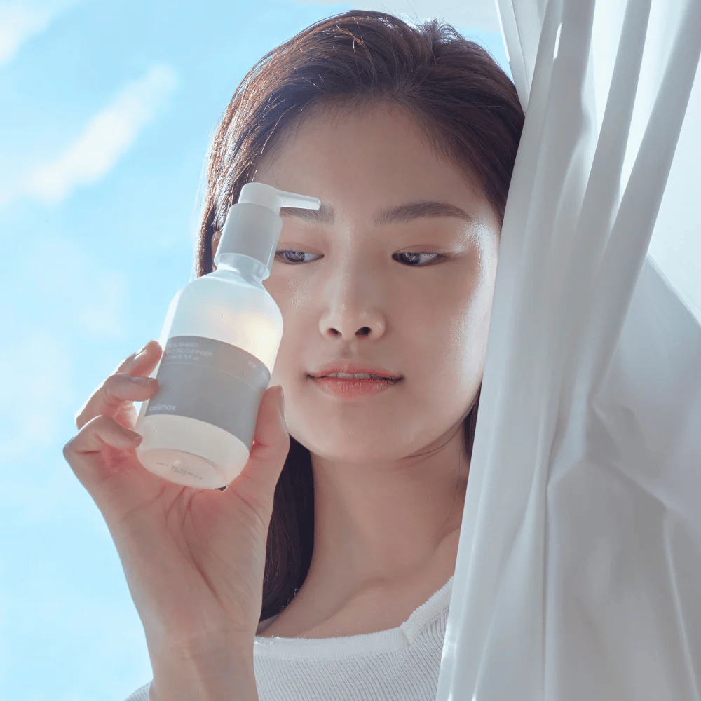 Celimax Dual Barrier Mild Gel Cleanser käytössä – mieto korealainen kasvojen puhdistusaine, joka vahvistaa ihon suojakerrosta ja sopii herkälle iholle.
