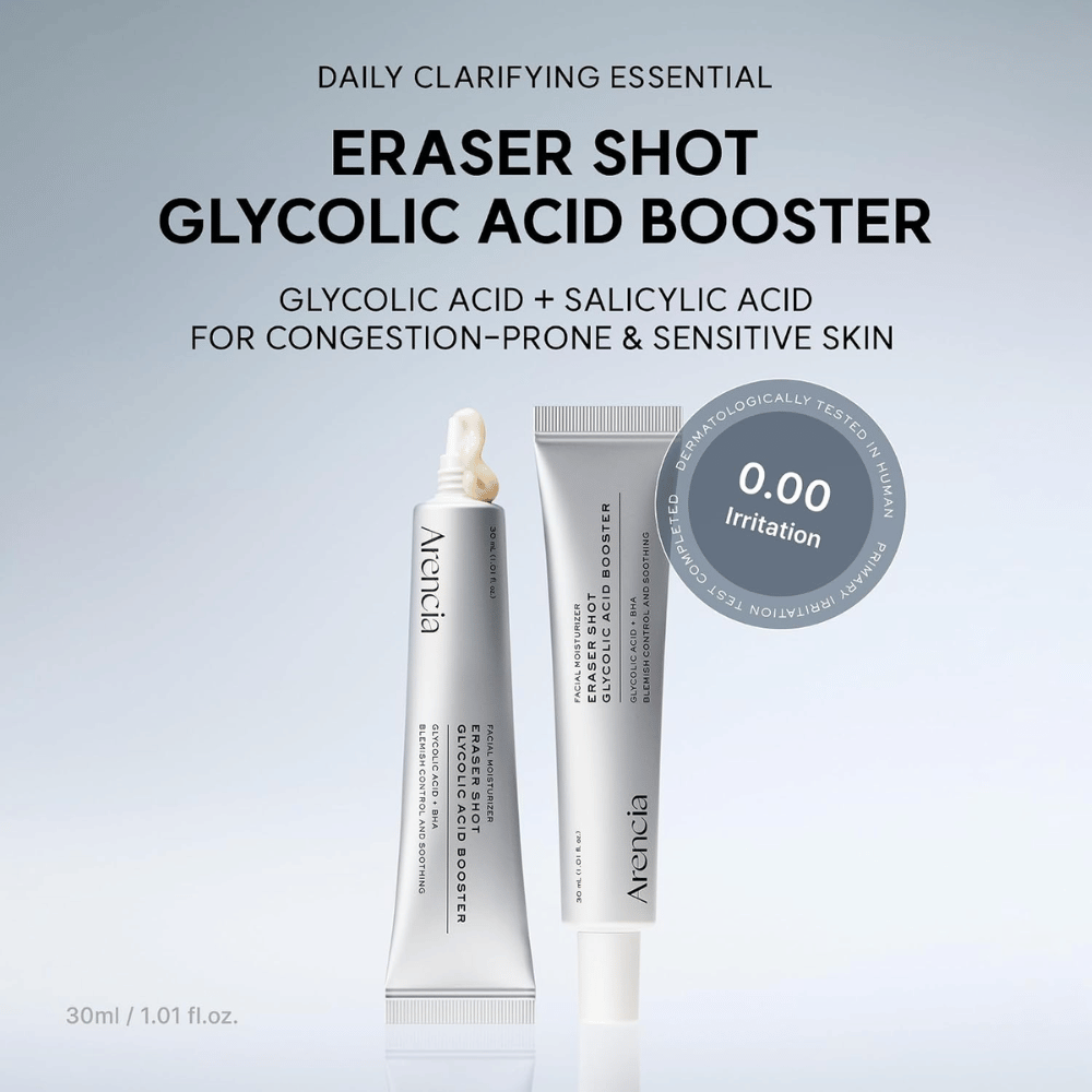 Arencia Eraser Shot Glycolic Acid Booster 30 ml – glykolihapolla ja salisyylihapolla tukkeutuneille ihohuokosille ja herkälle iholle