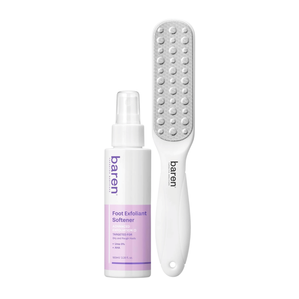 BAREN Foot Callus Eraser Home Set – Foot Exfoliant Softener ja kaksipuolinen jalkaviila kuiville jaloille ja kovettumille