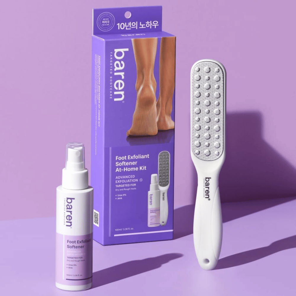 BAREN Foot Callus Eraser Home Set, jossa on Foot Exfoliant Softener, jalkaviila ja pakkaus kuorivaan jalkojen hoitoon