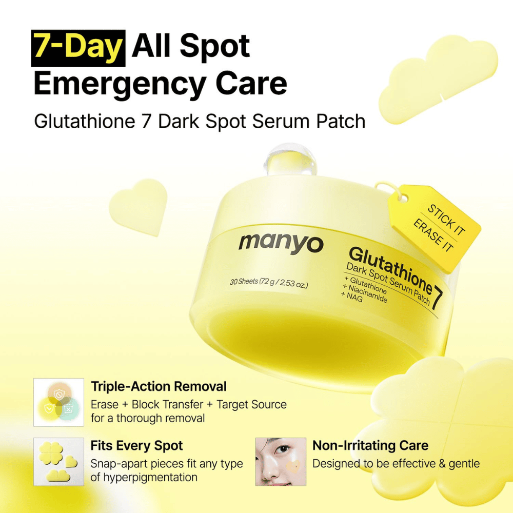 Ma:nyo Glutathione 7 Dark Spot Serum Patch täsmähoito pigmenttiläiskien, aknen jälkeisten jälkien ja hyperpigmentaation nopeaan hoitoon