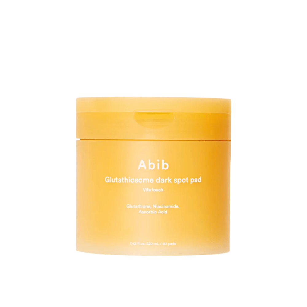 Tuotekuva Abib Glutathiosome Dark Spot Pad Vita Touch -hoitolapuista, joissa on C-vitamiinia ja niasiiniamidia.
