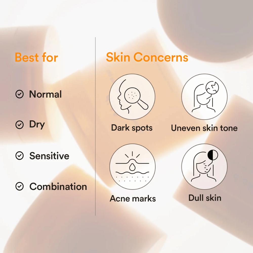 Abib Glutathiosome Dark Spot Pad Vita Touch näyttää ihotyypit ja iho-ongelmat, kuten tummat läiskät ja epätasaisen ihonsävyn.