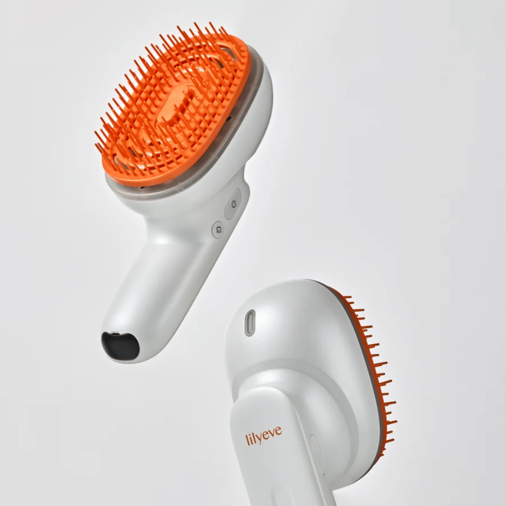 LILYEVE GrowTurn Brush Steam Booster – etu- ja takapuoli ergonomisella kahvalla ja oransseilla harjaksilla
