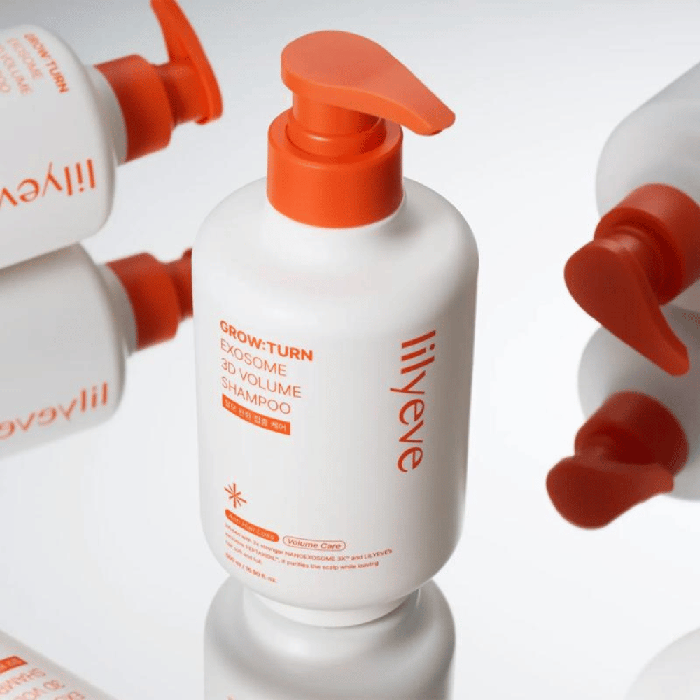 LILYEVE Grow:Turn Exosome 3D Volume Shampoo tuuheuttavalla koostumuksella ohuille ja elottomille hiuksille