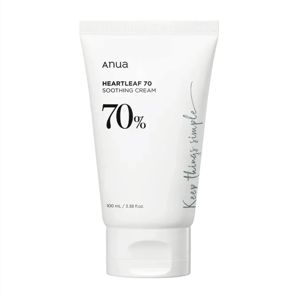 Putki Anua Heartleaf 70 Soothing Cream valkoisella taustalla.