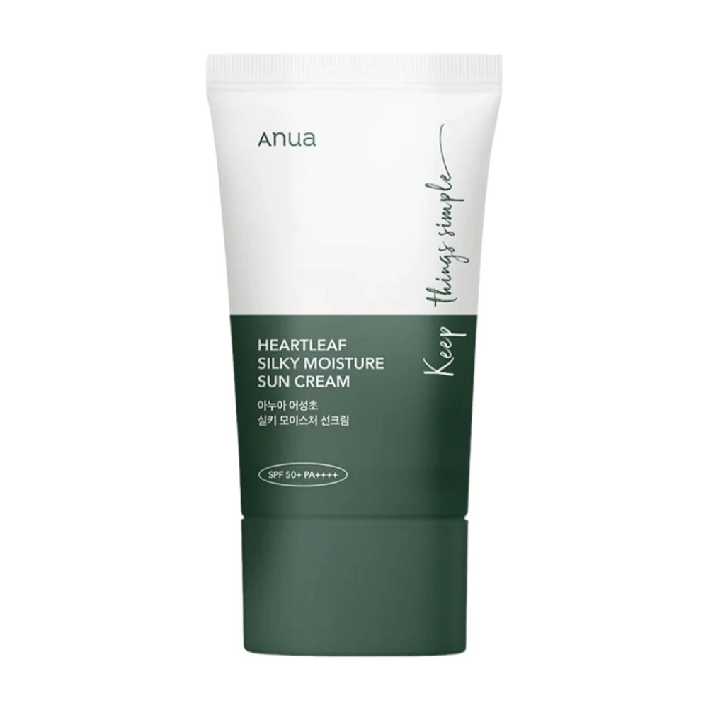 Putkilo "Heartleaf Silky Moisture Sun Cream" Anua:sta, SPF 50+ PA++++.